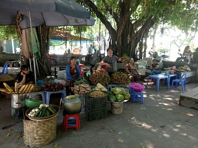 Sản phẩm ẩm thực địa phương và đặc sản nhãn lồng phục vụ cho nhân dân thăm và lễ tại Đền Mẫu.
