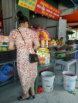 Thành tâm dâng lễ mẫu.